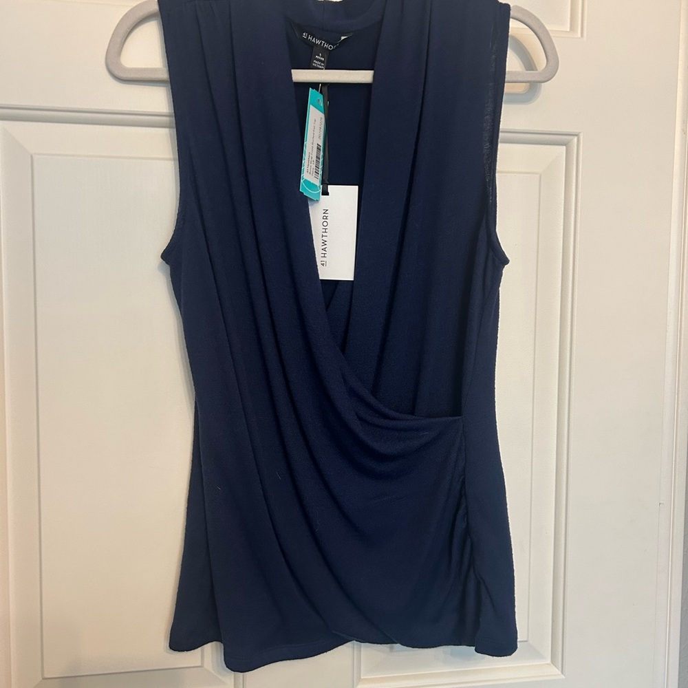 41 Hawthorn Deep Blue Draped Tank Top